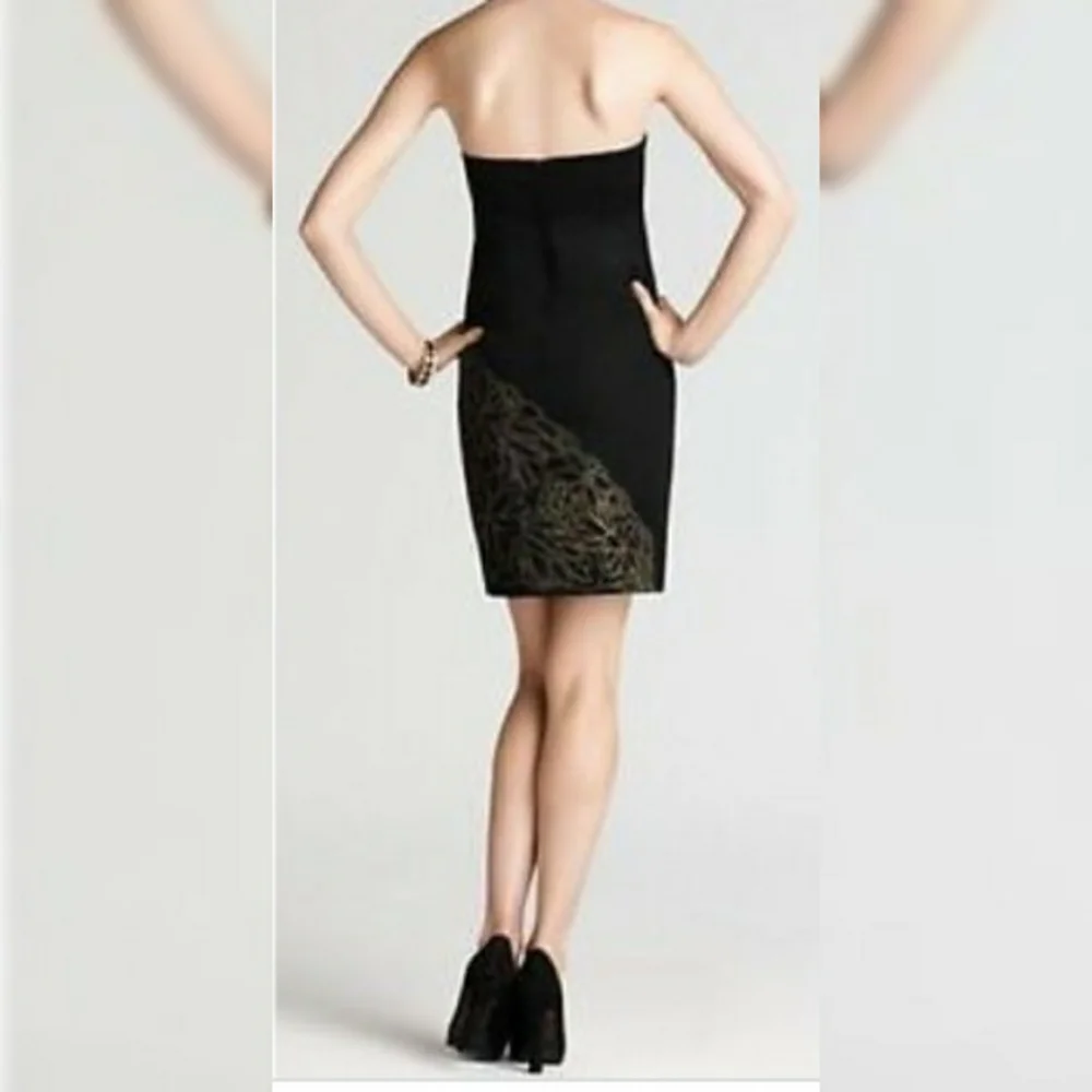 EUC Lilly Pulitzer Black Strapless Dress with Gold Floral Embroidery - Picture 3 of 8